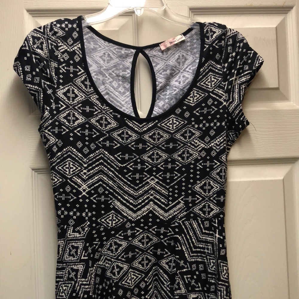 Black Printed Short Sleeved Dress